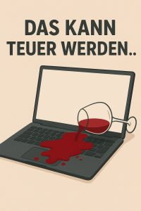 Rotwein über Laptop geschüttet